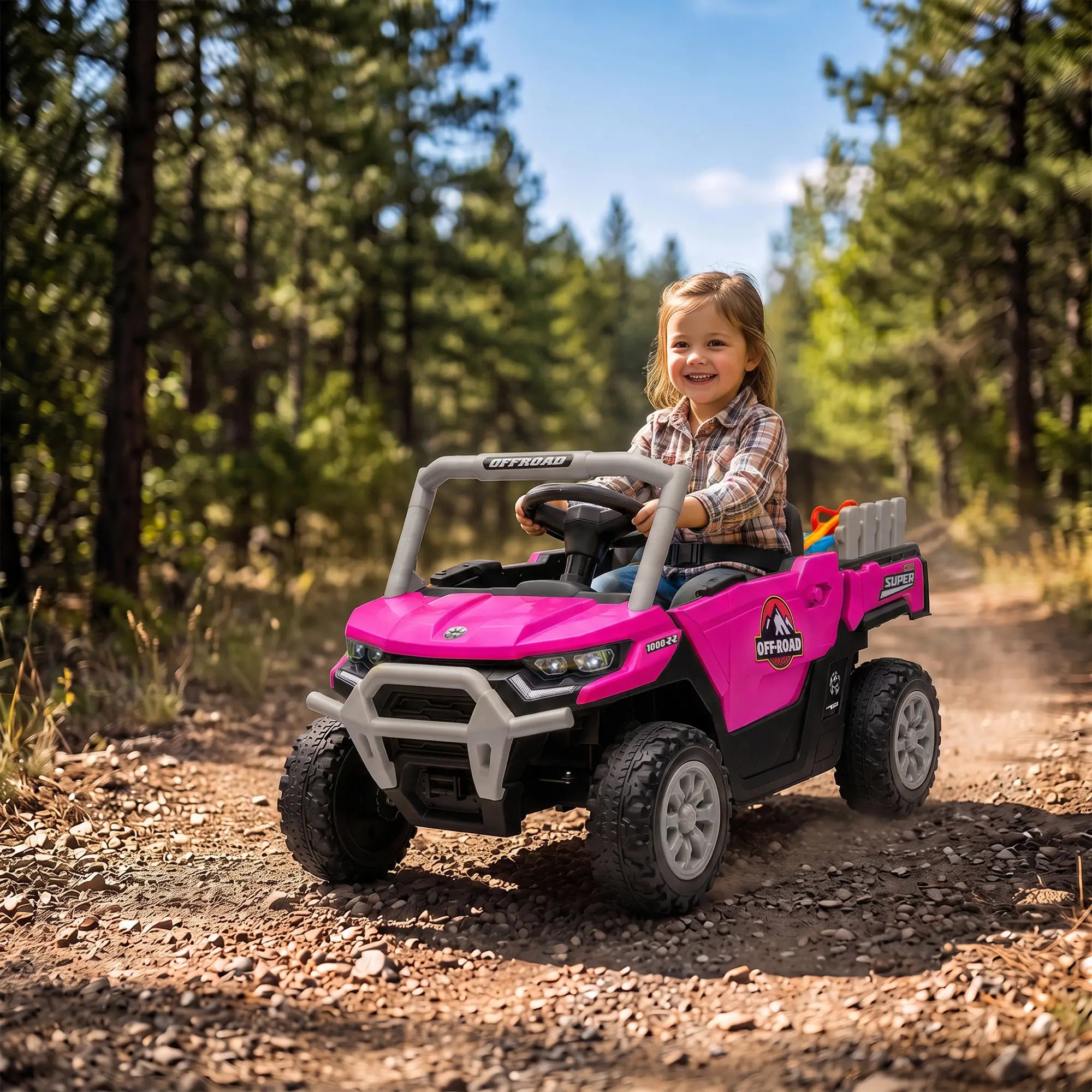 12V Kids Ride On Tractor, Remote Control, Dual Motors, Pink Electric Toy Cars at Gallery Canada