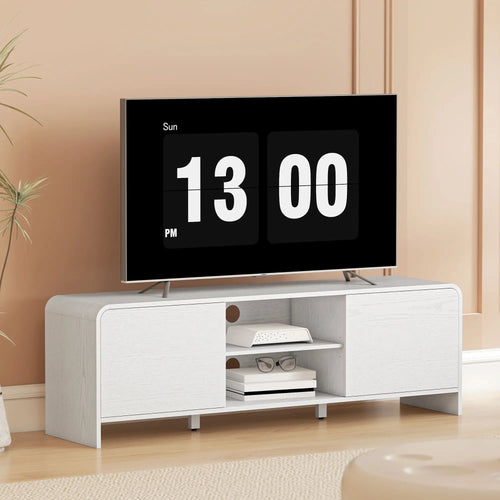TV Stand For 65 Inch TV, 2 Cabinets 2 Shelves, White