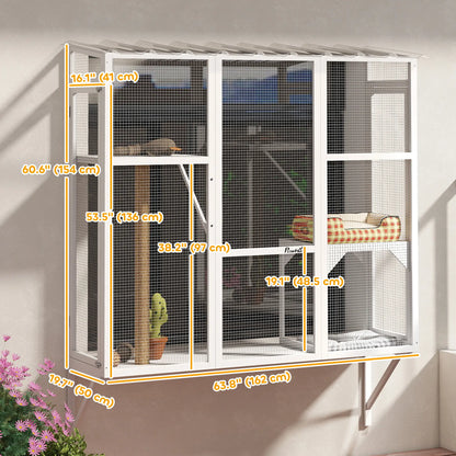 Wooden Catio Outdoor, Cat Window Box Enclosure, White Outdoor Cat Enclosures at Gallery Canada