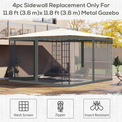 Replacement Mosquito Netting, Gazebo 12' x 12', Black Screen Walls, Zippers, Black Gazebos at Gallery Canada