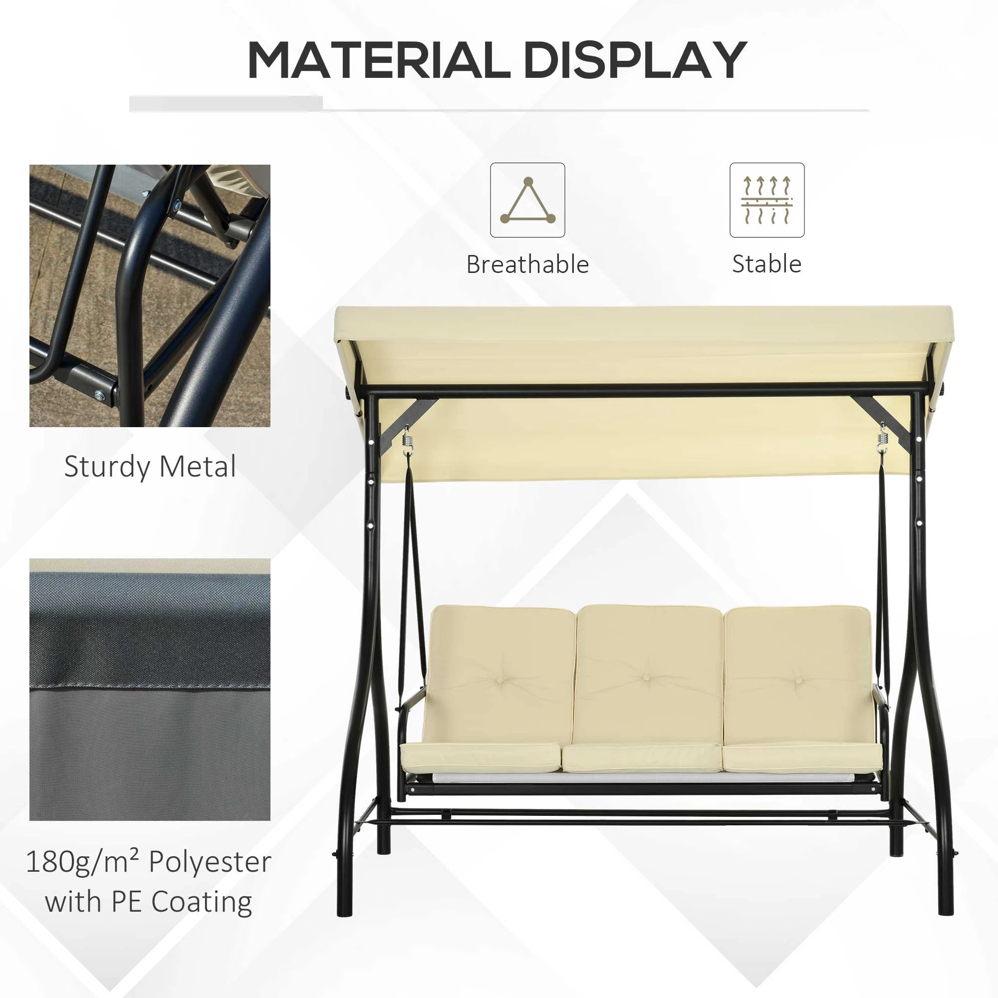 Convertible Patio Swing Bed with Canopy, 3 Seater, Beige Porch Swings with Canopy at Gallery Canada