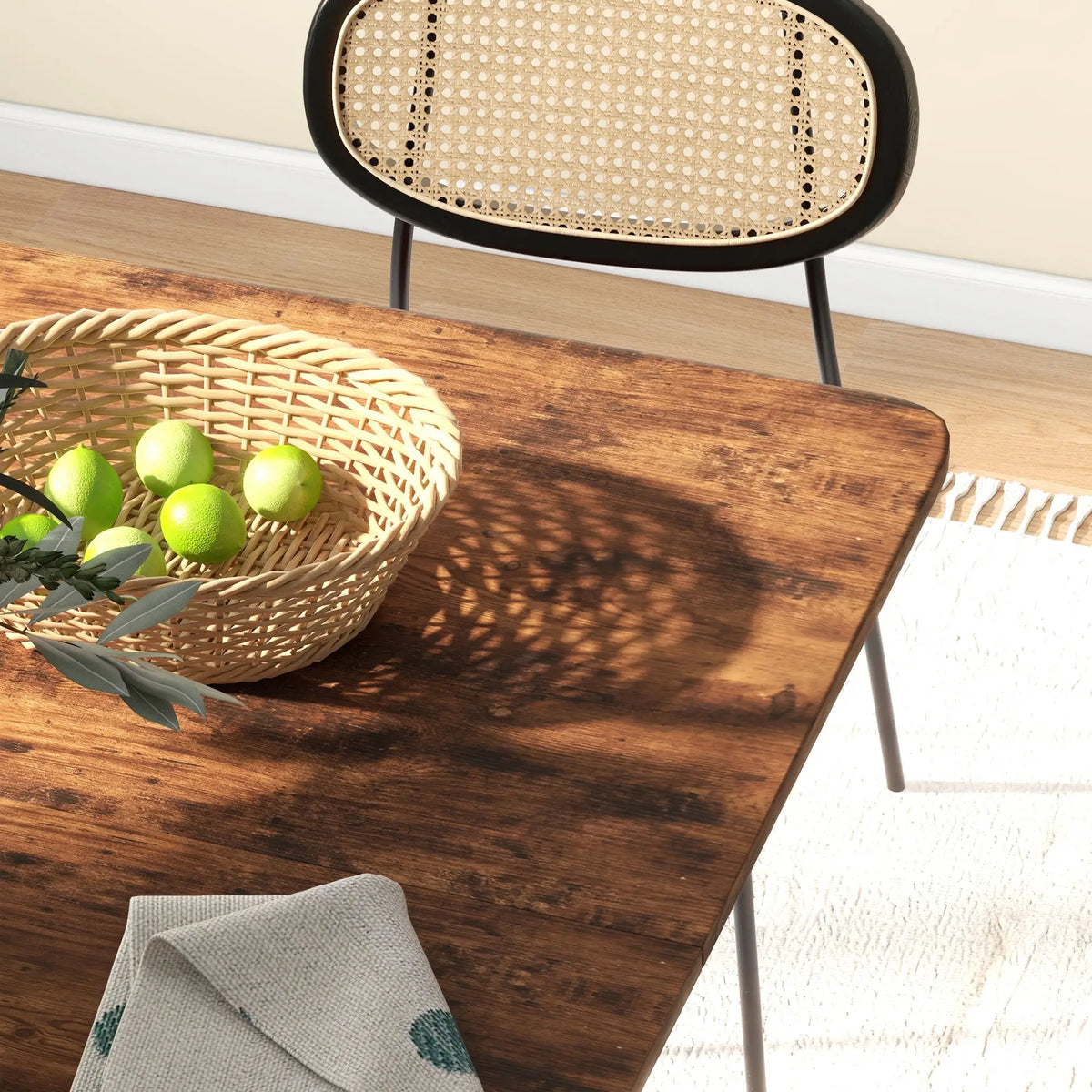 Folding Dining Table, Extendable Kitchen Table, Rustic Brown, 6 Wheels, Brown Dining Tables at Gallery Canada
