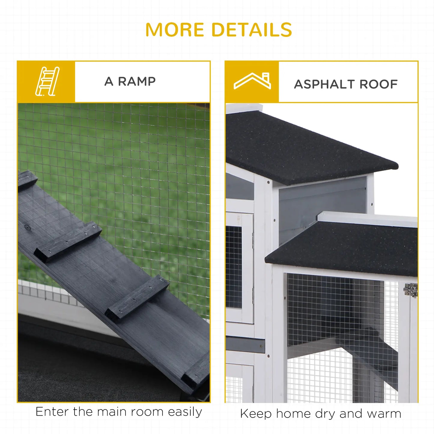2-Tier Wooden Rabbit Hutch With Ramp, Outdoor Run, Grey Rabbit Hutch at Gallery Canada