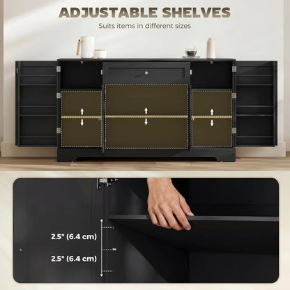 55" Kitchen Cabinet With Drawer, Adjustable Shelves, Black Bar Cabinets at Gallery Canada