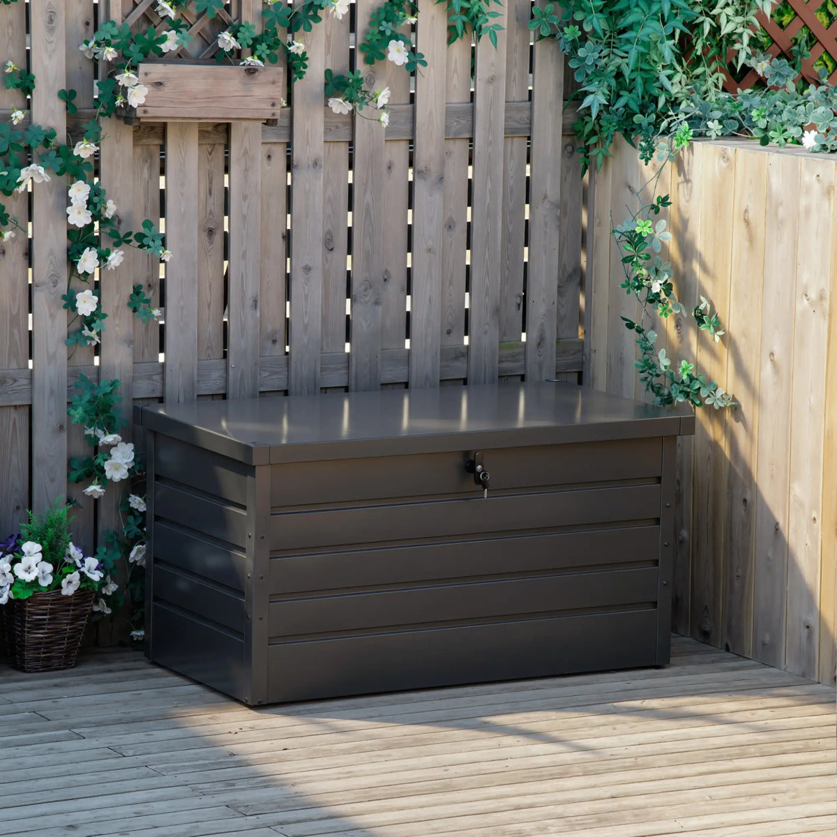 Grande boîte de pont, rangement extérieur avec verrou, gris