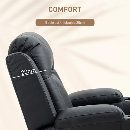 360° Swivel Massage Recliner Chair, 8 Vibration, PU Leather, Black Single Sofas at Gallery Canada