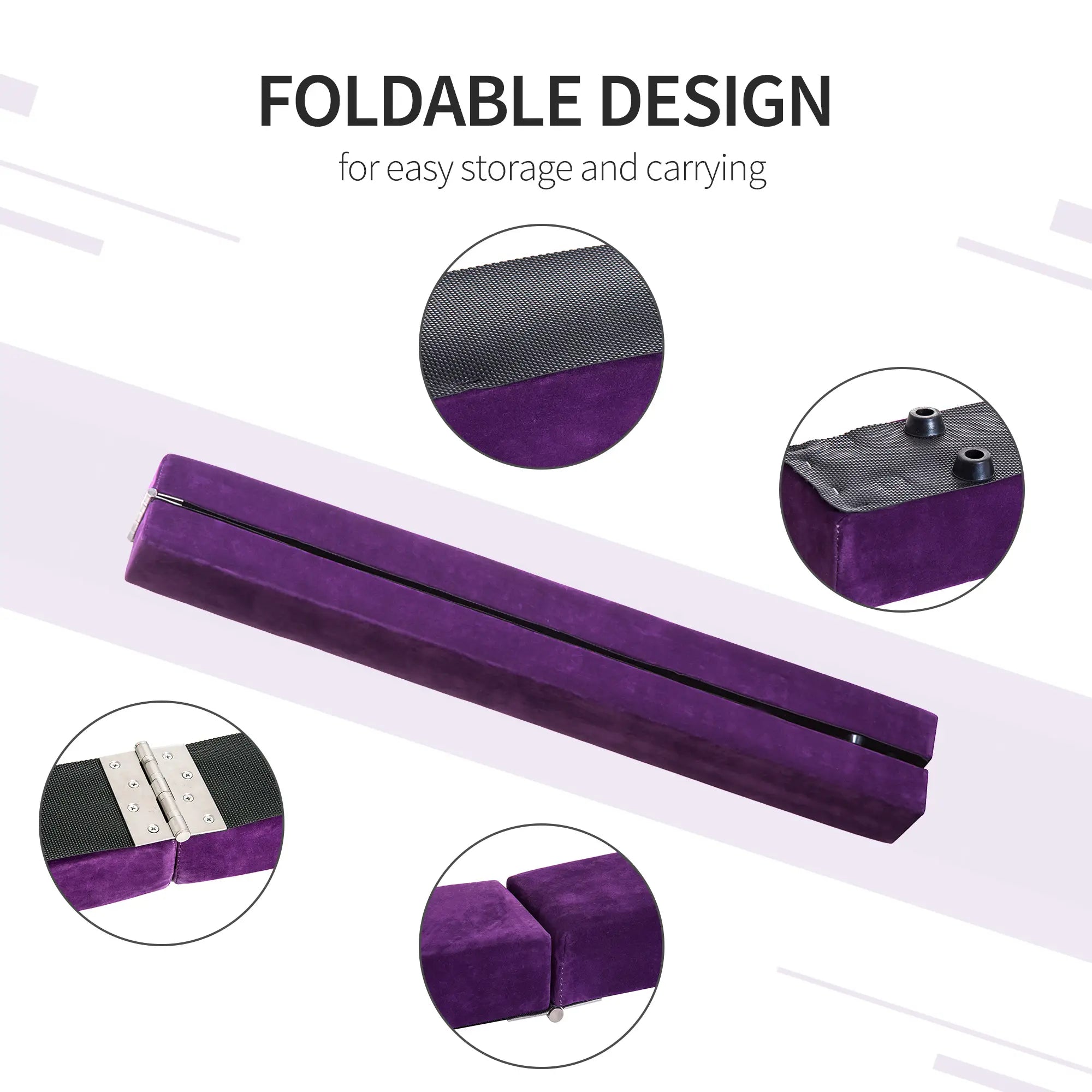 7ft Folding Balance Beam, Gymnastics Beam with Wood Core, Purple Gymnastics Mats at Gallery Canada