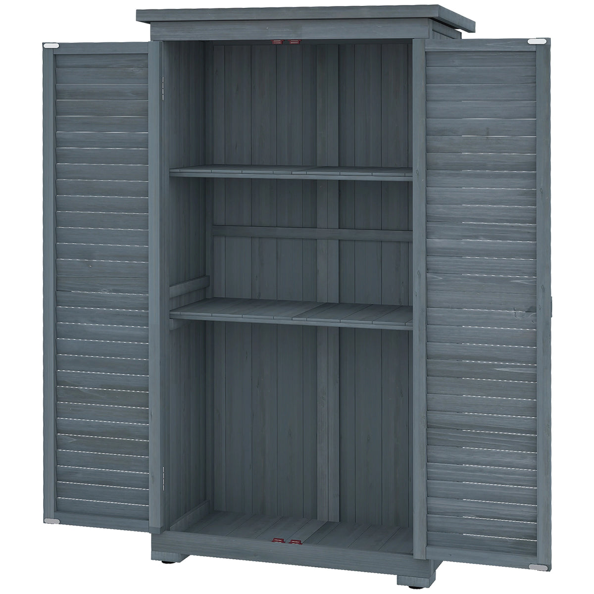 Outdoor Garden Shed, Wooden Tool Storage, 3-Tier Shelves, 34.3" x 18.3" x 63", Grey Sheds Grey at Gallery Canada
