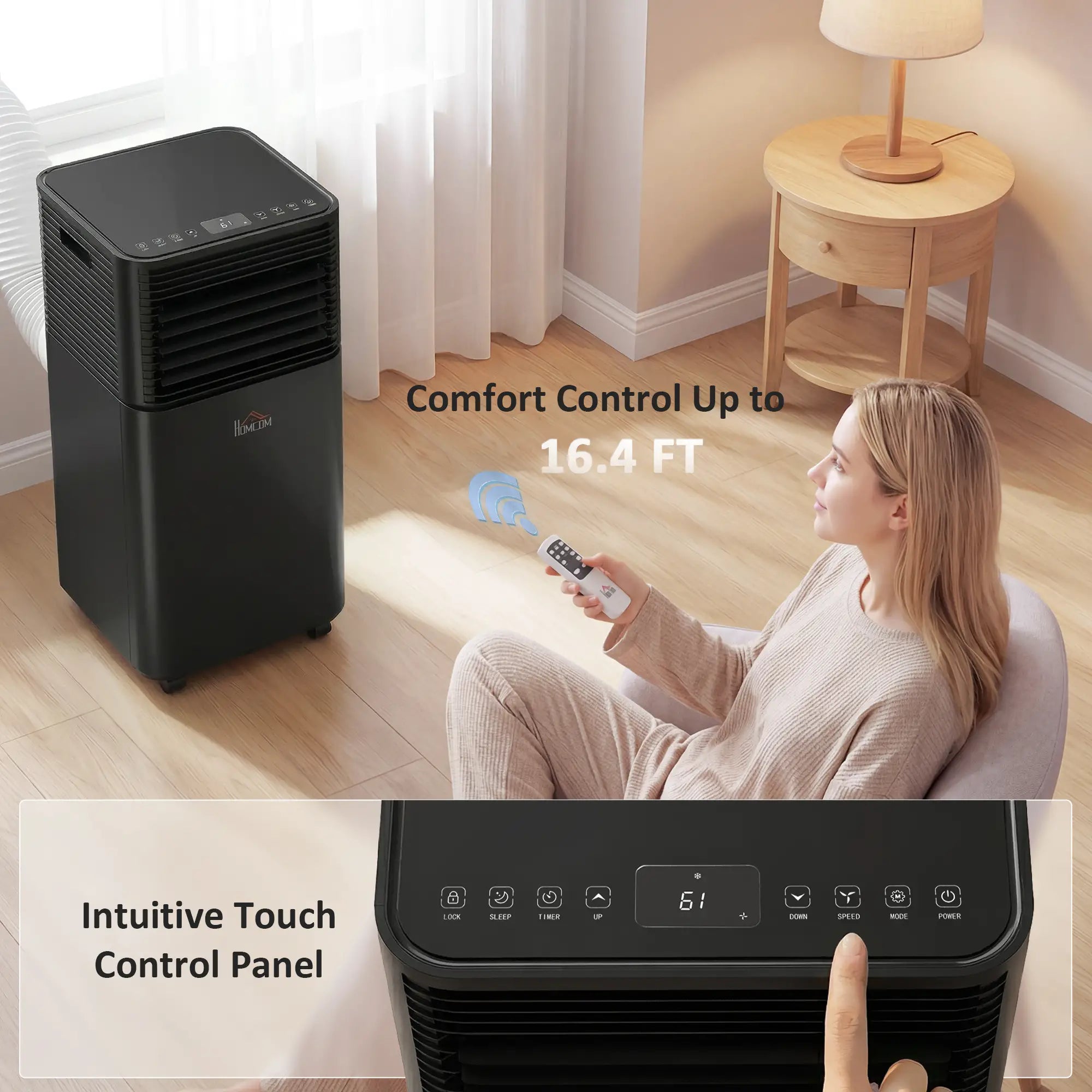 8000 BTU Portable Air Conditioner, Fan, Dehumidifier, Remote, 24H Timer, Black Air Conditioner at Gallery Canada
