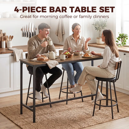 Bar Table Set, 4 PU Cushioned Barstools, Rustic Brown Bar Sets at Gallery Canada