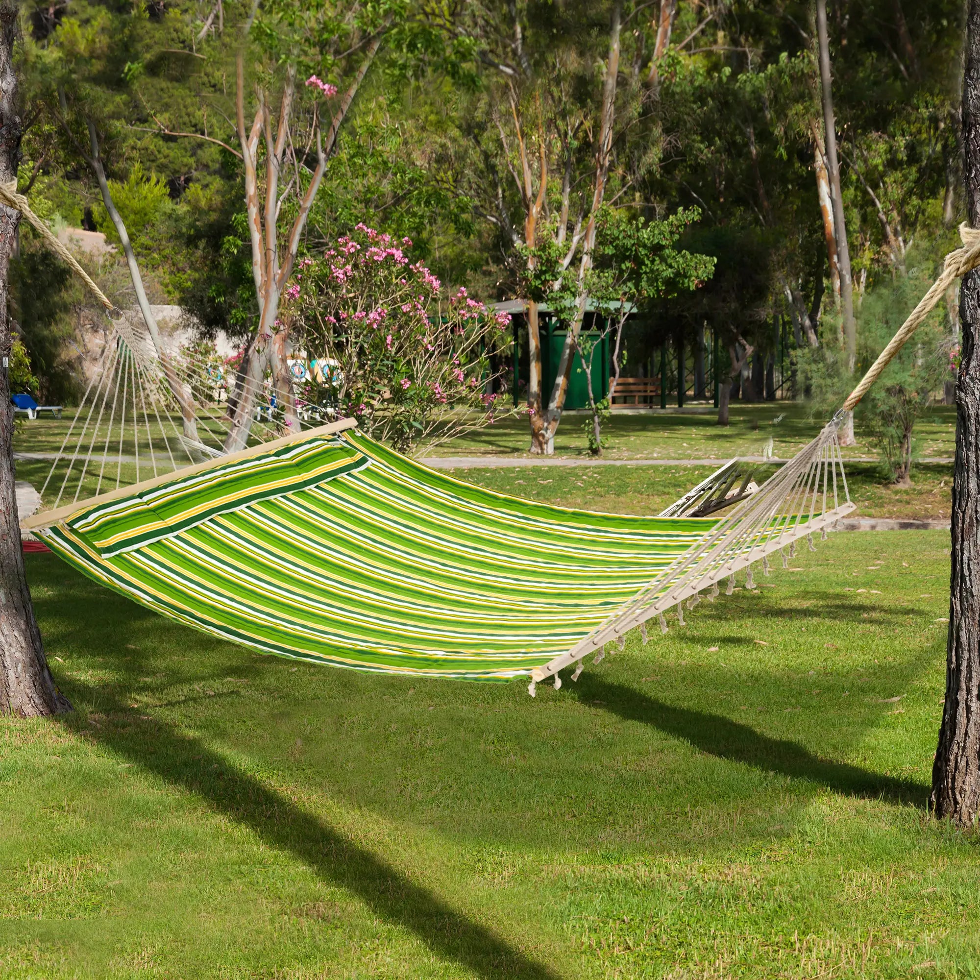 Patio Hammock With Pillow, Striped Camping Lounger, Green Camping Hammocks at Gallery Canada