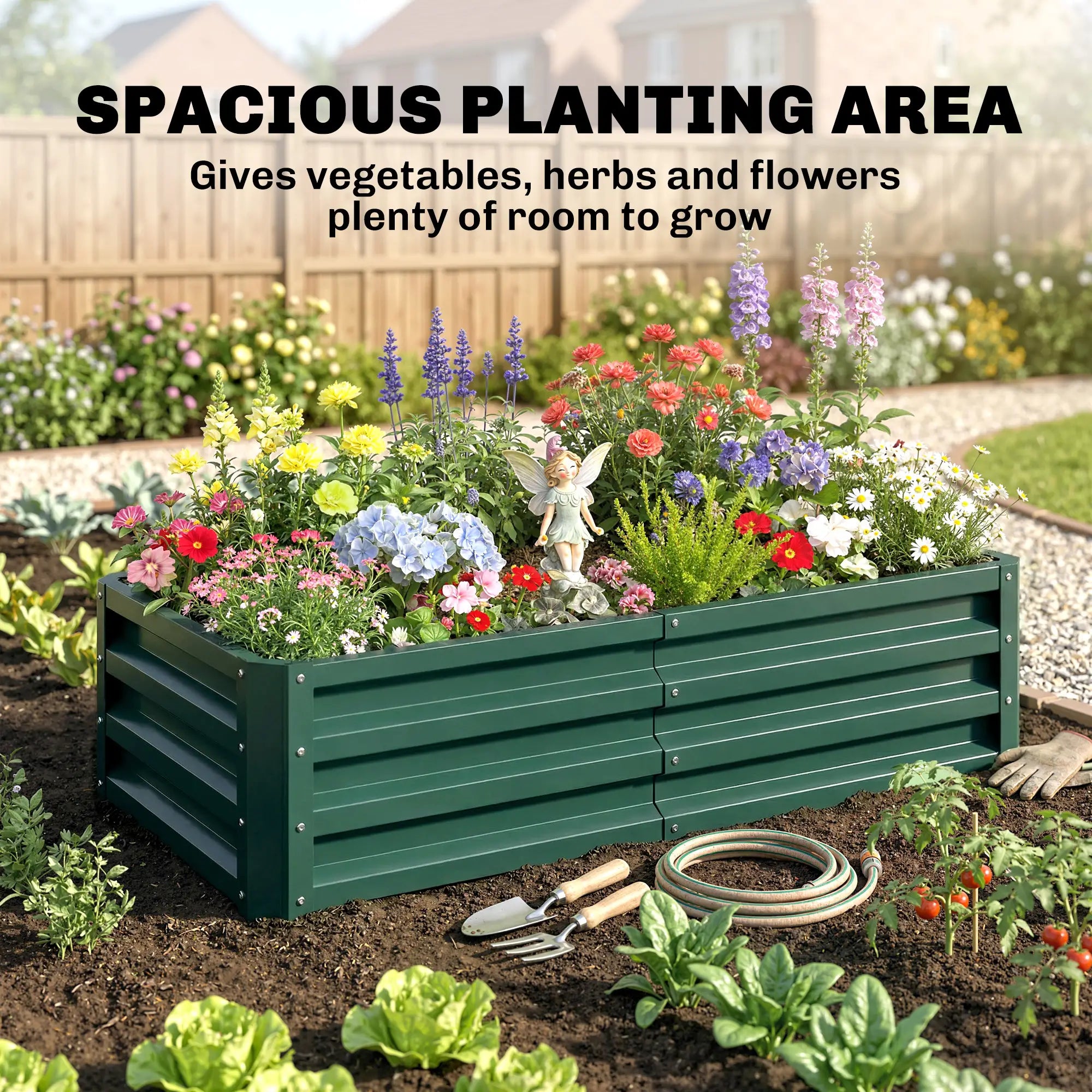 Galvanized Raised Garden Bed, Outdoor Planter Box, 4' x 2' x 1', Green Galvanized Planter Boxes at Gallery Canada