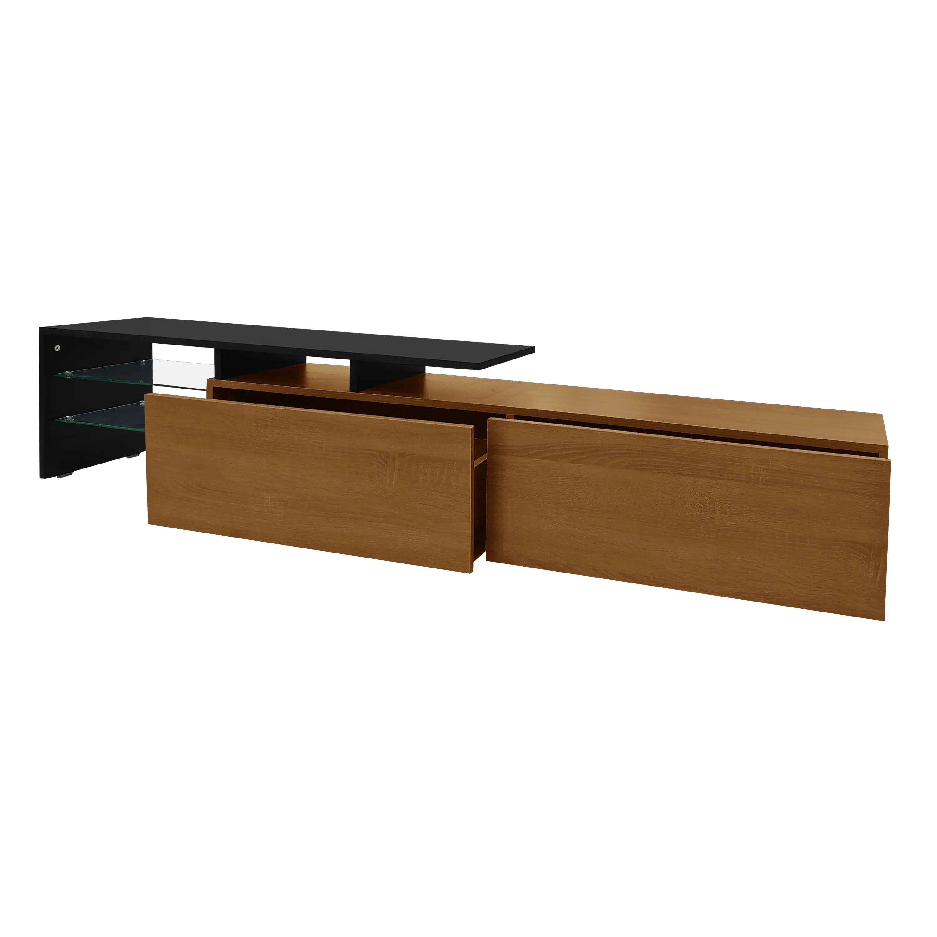 TV Stand With Glass Shelves, LED Lighting, 67