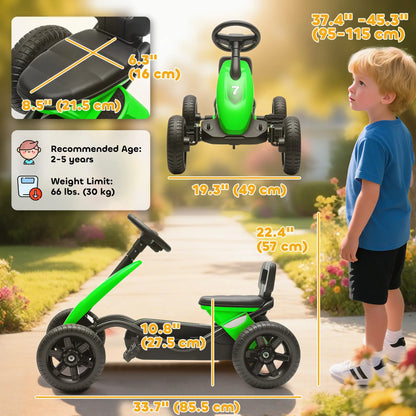 Kids Pedal Go Kart, 2-5 Years, Silent EVA Wheels, Metal Frame, Green Pedal Go Karts for Kids at Gallery Canada