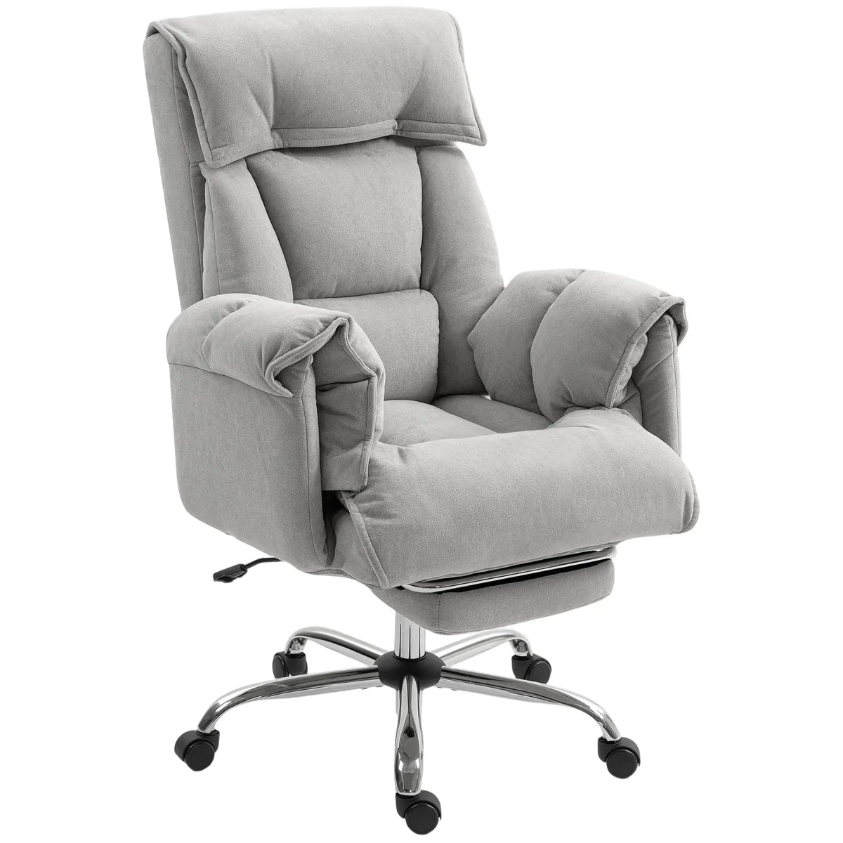 High Back Office Chair, Reclining with Footrest, High Resilience Foam, Swivel Wheels, Light Grey Executive & Manager Chairs Light Grey at Gallery Canada