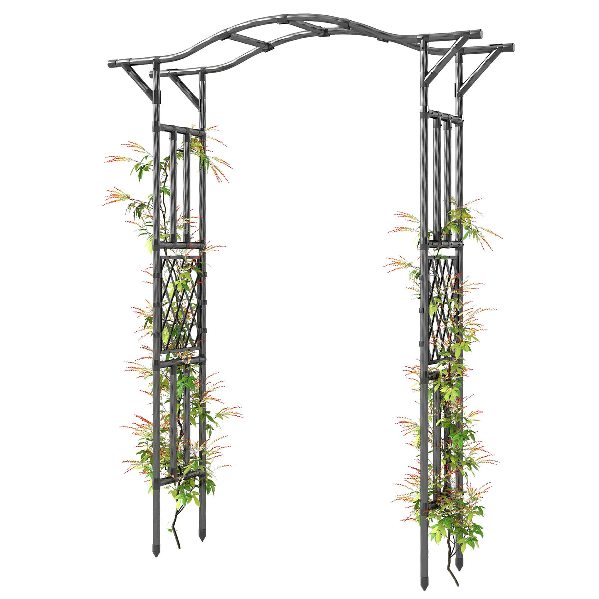 Garden Arch Trellis Arbor With Extended Top, 66.9" x 15.7" x 90.6", Black Garden Arches Black at Gallery Canada