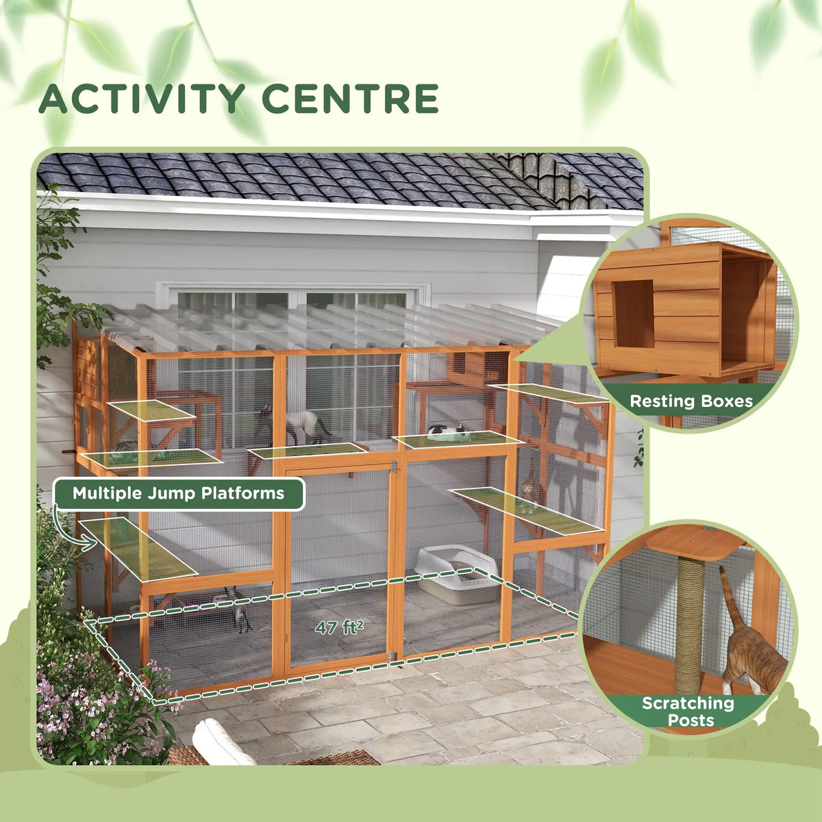 Large Catio, Outdoor Cat Enclosure, 2 Condos, Jumping Platforms, Waterproof Roof, Orange Outdoor Cat Enclosures at Gallery Canada