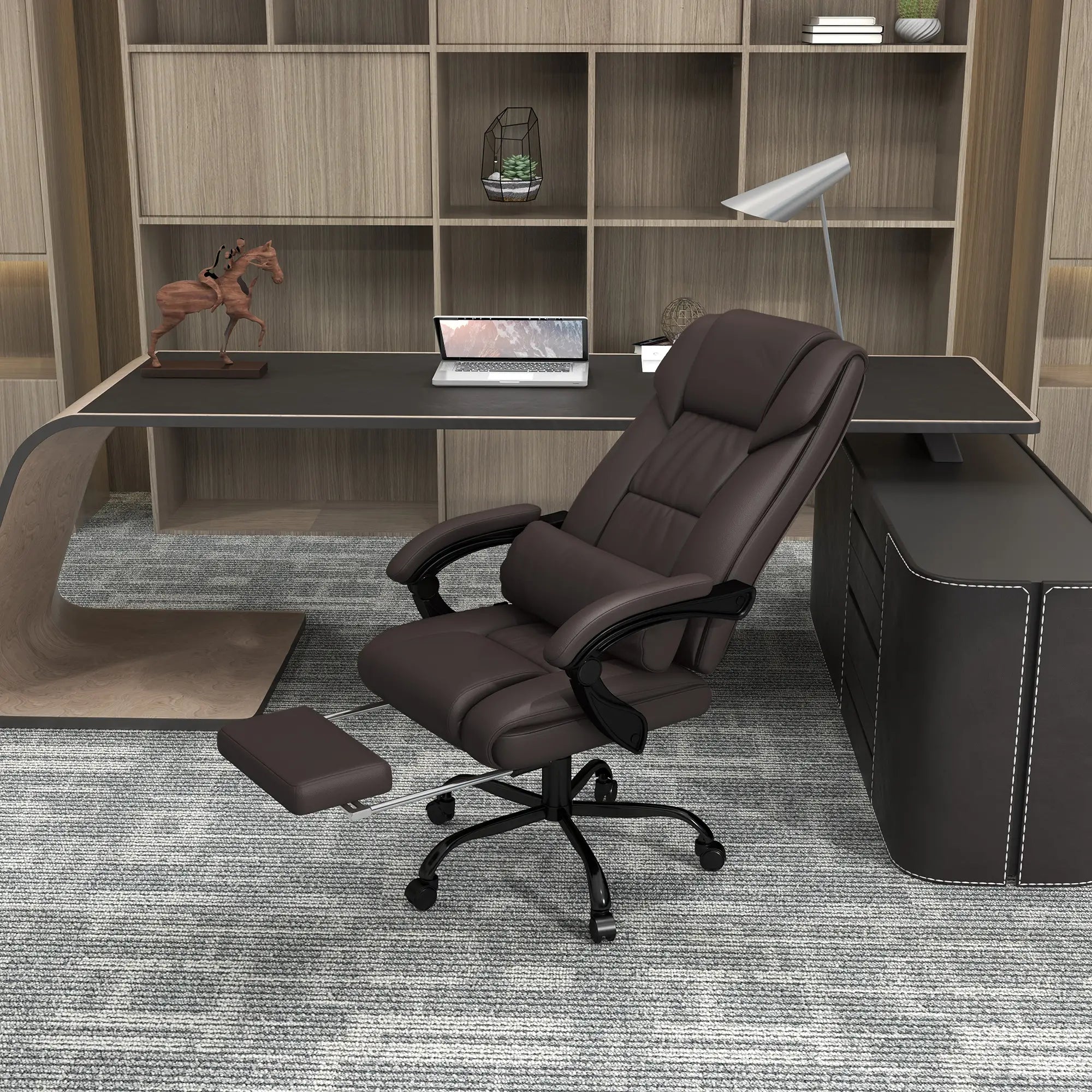 6-Point Vibration Massage Chair, Height Adjustable, Reclining, Brown Executive & Manager Chairs at Gallery Canada