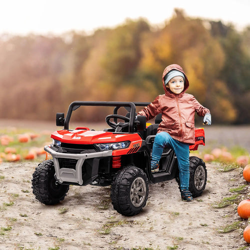 12V Ride On Car, Electric Bucket, Two-Seater, Shovel, Remote Control, Red