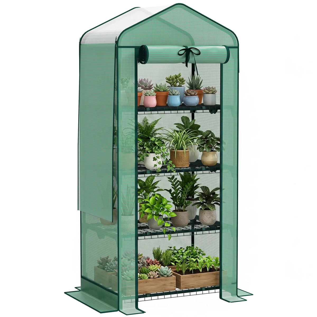 Mini Greenhouse With Screen Roof, 27.6" x 19.7" x 62.2", Green Mini Greenhouses at Gallery Canada
