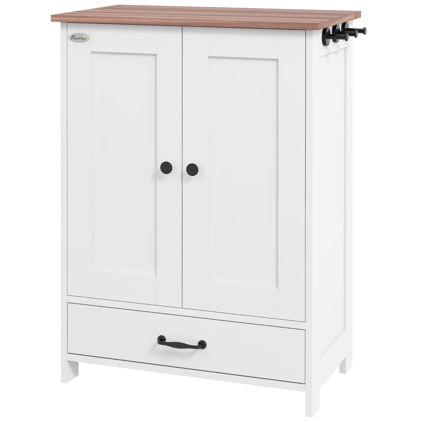 Dog Food Storage Container, Adjustable Panel, Hooks, Medium Size, White Dog Bowls White, Rustic Brown at Gallery Canada