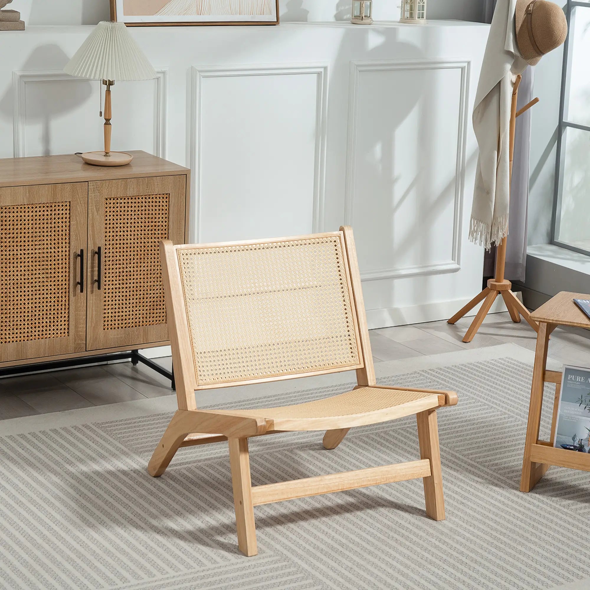 Rattan Accent Chair, Mid-Century Leisure, Rubber Wood Frame, Natural Accent Chairs at Gallery Canada