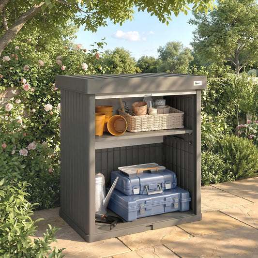 82 Gallon Outdoor Storage Box, Splash Resistant, UV Resistant, Grey Patio Storage Boxes Grey, Beige at Gallery Canada
