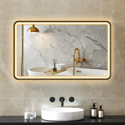 40" x 24" Bath Mirror, LED Lights, Wall Mounted, 3 Colors, Dimmable, Black Bath Accessories at Gallery Canada