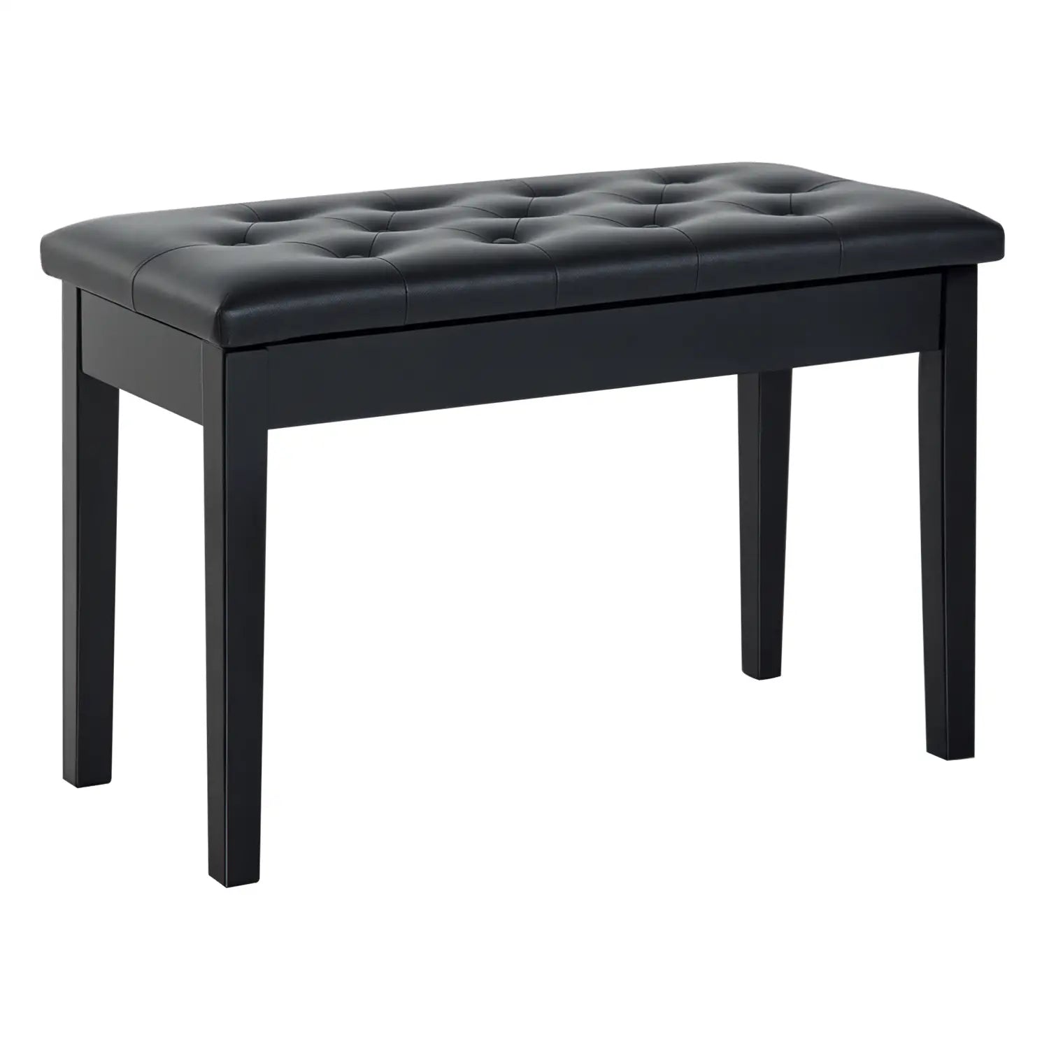 Padded Piano Bench With Storage, Faux Leather, Wood Legs, Black Piano Benches Black at Gallery Canada