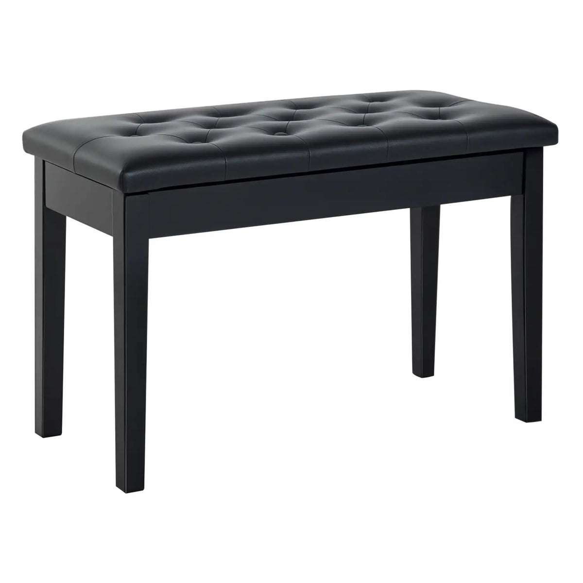 Padded Piano Bench With Storage, Faux Leather, Wood Legs, Black Piano Benches Black at Gallery Canada