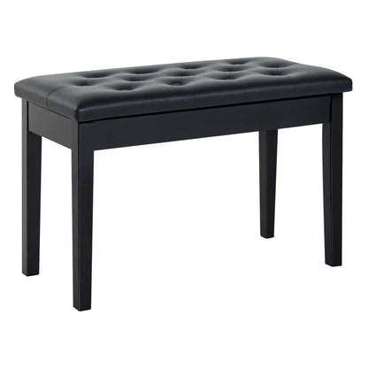 Padded Piano Bench With Storage, Faux Leather, Wood Legs, Black Piano Benches Black at Gallery Canada