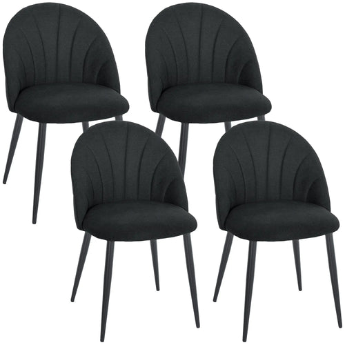 Modern Dining Chairs Set of 4, Upholstered, Metal Legs, Black