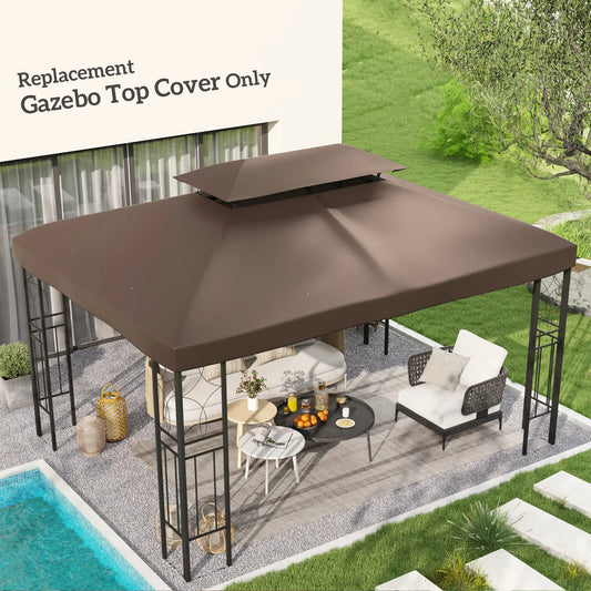 13' x 10' Gazebo Replacement Canopy, 2 Tier Top, UV Cover, Top Only, Brown Gazebo Canopy Replacement Brown at Gallery Canada