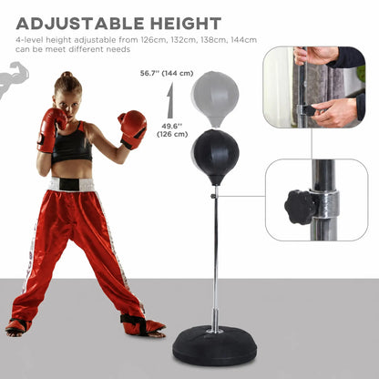 Freestanding Boxing Bag, Adjustable 49.6-56.7in, Black Punching Bag Stands at Gallery Canada