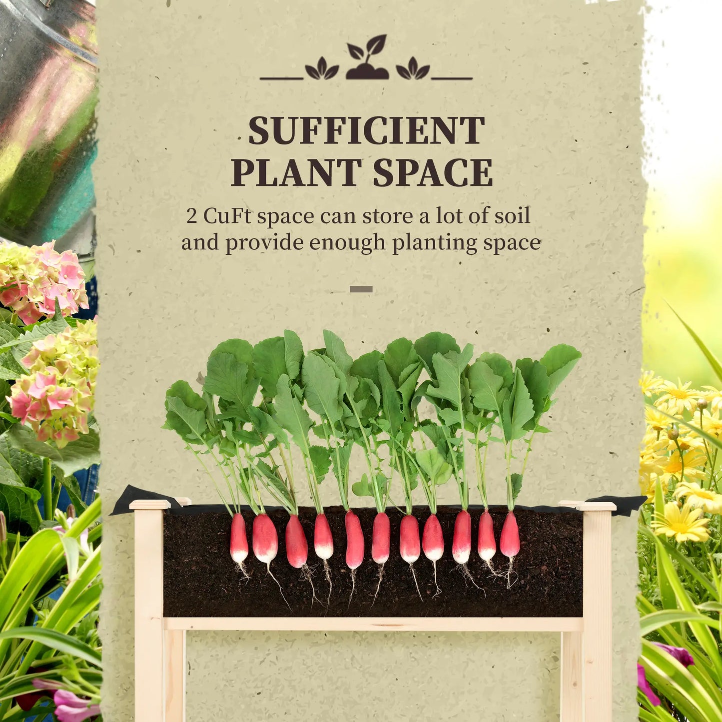 34"x18"x30" Wooden Raised Garden Bed, Elevated Planter Box with Legs, Natural Elevated Garden Beds at Gallery Canada