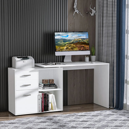 L-Shaped Corner Desk With Storage Shelf, Drawer, White Computer Desks at Gallery Canada
