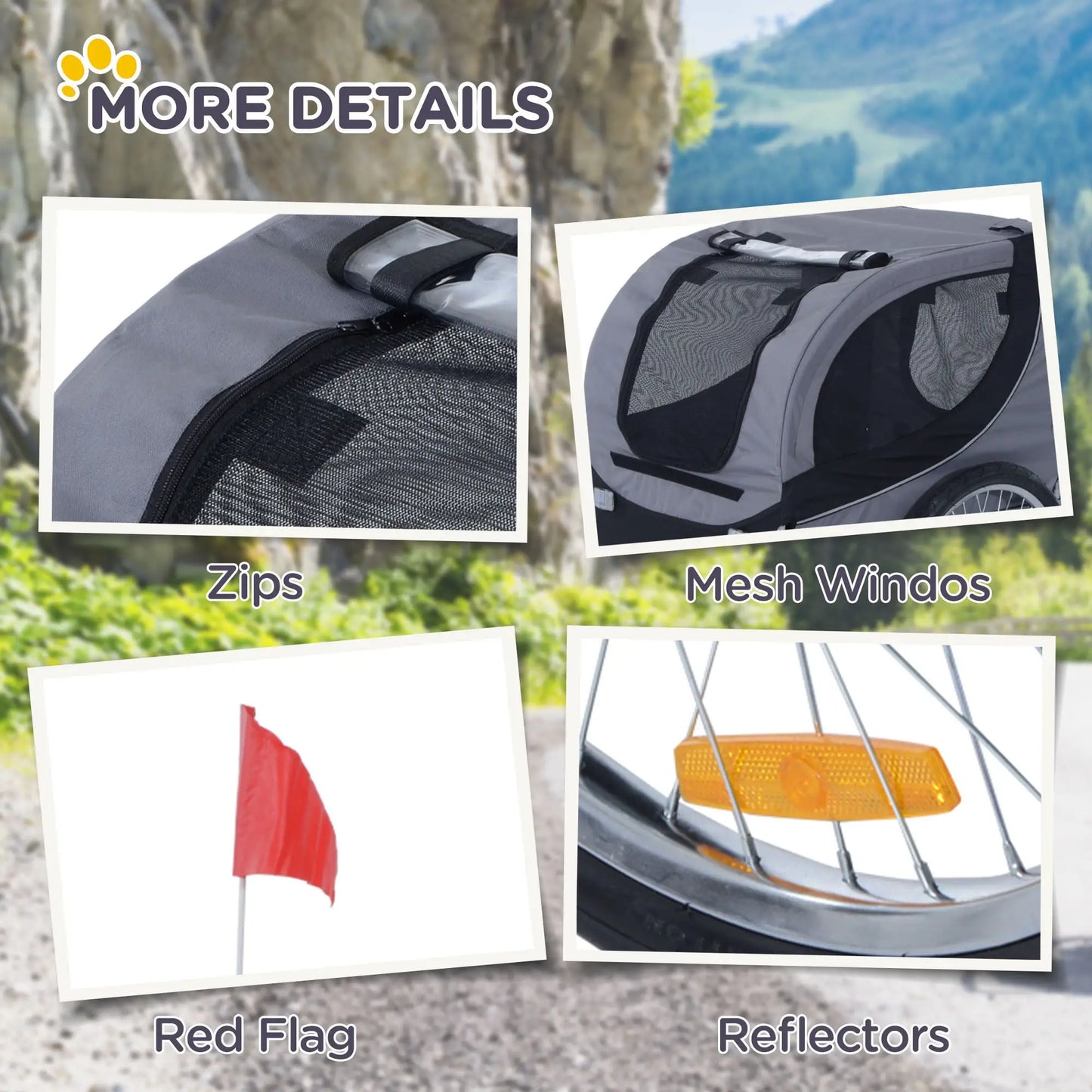 Dog Bike Trailer, Foldable, For Small Medium Dogs, Grey Dog Bike Trailers & Strollers at Gallery Canada