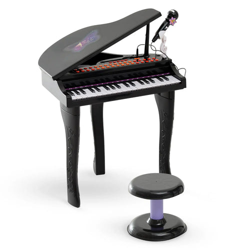 37 Key Mini Electronic Piano, Kids Musical Keyboard with Microphone, Black