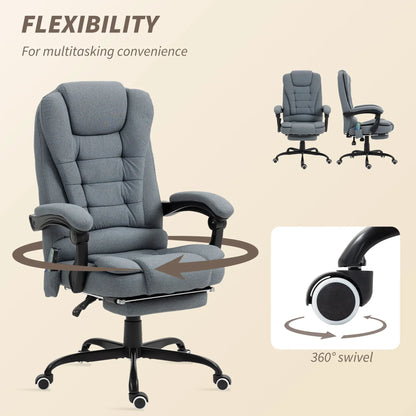 7-Point Vibrating Massage Chair, Reclining Office Chair with Footrest, Grey Massage Chairs at Gallery Canada