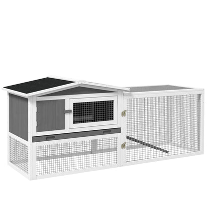 Wooden Rabbit Hutch, Guinea Pig House, Removable Tray, Openable Roof, Grey Rabbit Hutch Light Grey at Gallery Canada
