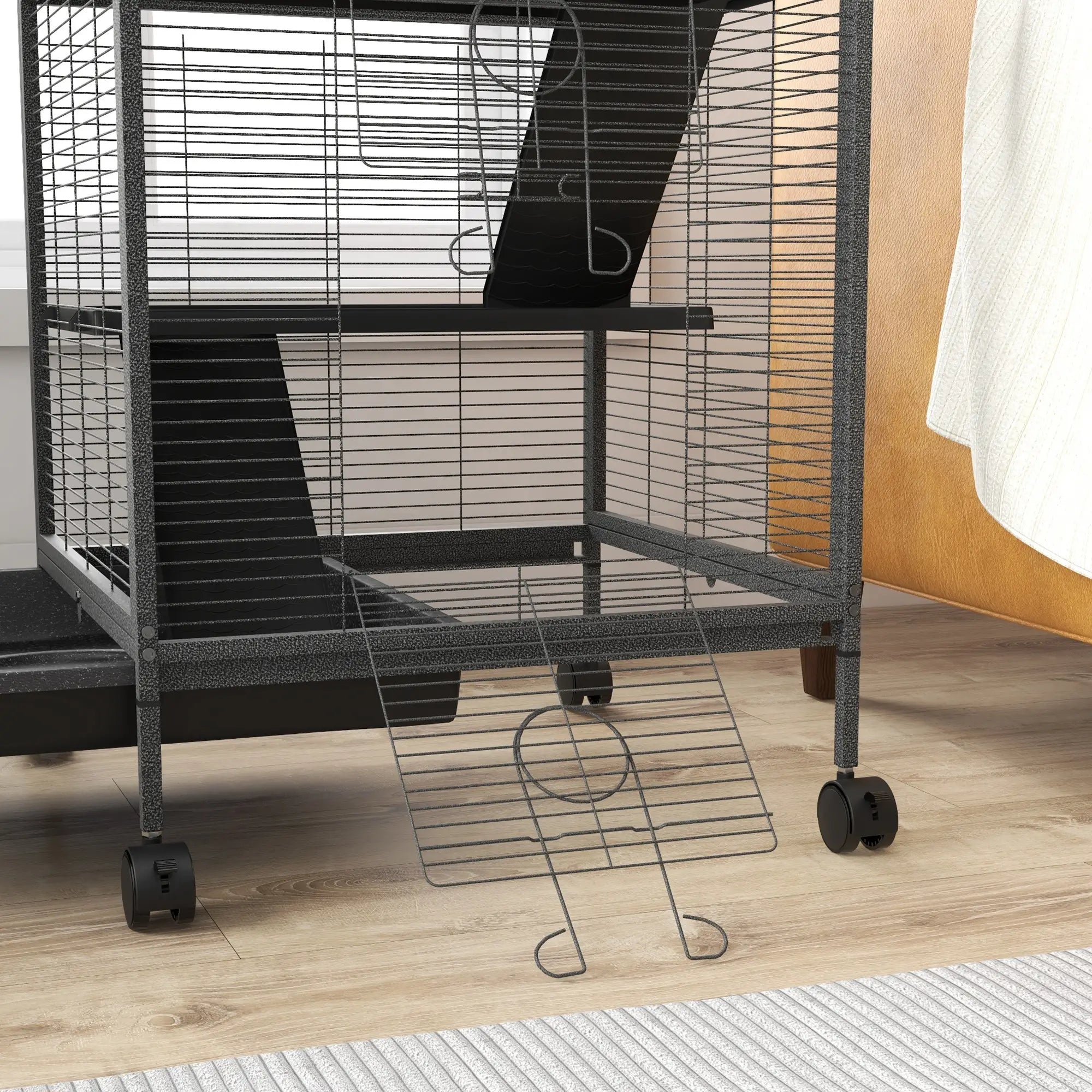 Steel Small Animal Cage, Guinea Pig, Ferret, Chinchilla, Kitten, Rabbit, Black Houses & Habitats at Gallery Canada