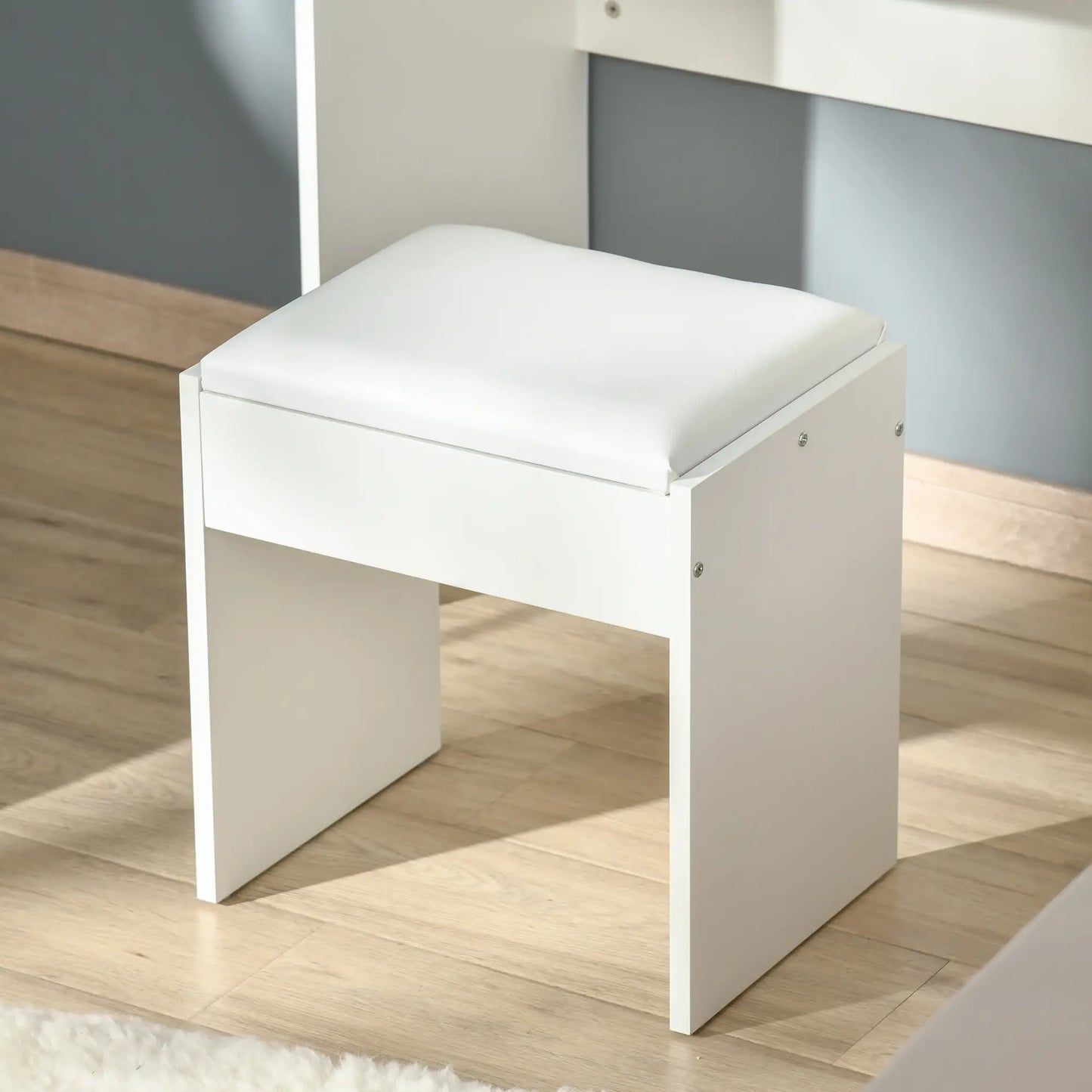 Modern Vanity Set, Flip Top Mirror, Cushioned Stool, Storage Drawer, White Dressing & Vanity Tables at Gallery Canada