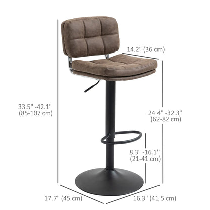Swivel Counter Height Bar Stools Set of 2, Adjustable Height, PU Leather Bar Stools at Gallery Canada
