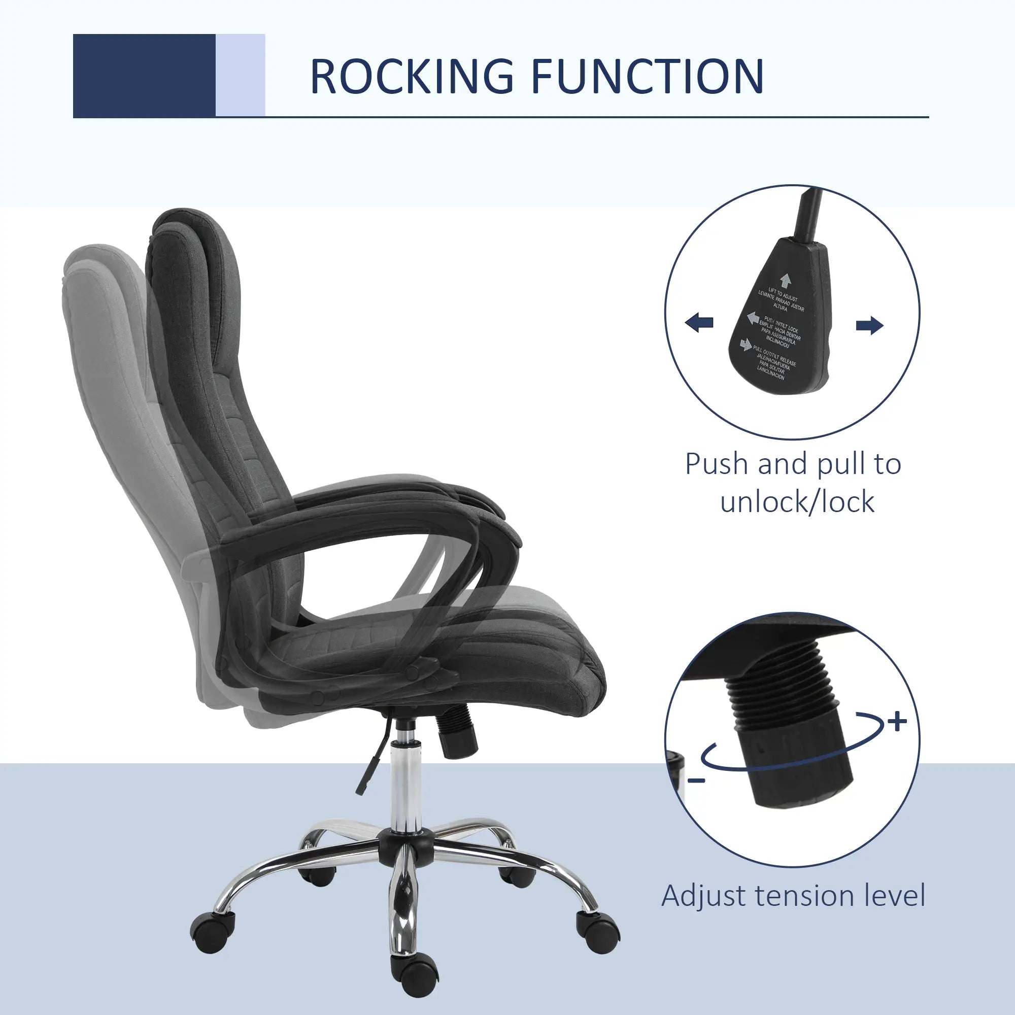 High Back Office Chair, Adjustable Height, Swivel Wheels, Tilt, Charcoal Grey Executive & Manager Chairs at Gallery Canada