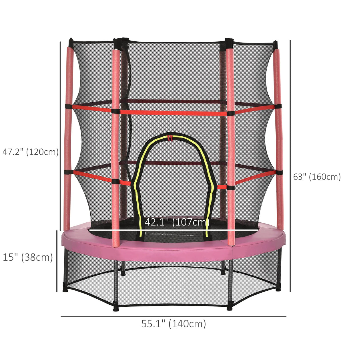 55" Kids Trampoline with Enclosure Net, Indoor/Outdoor, Pink Trampolines at Gallery Canada