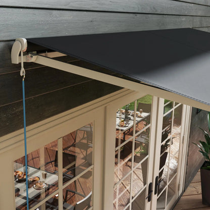 12'x10' Electric Retractable Awning, UV Protection, Black Deck Awnings at Gallery Canada