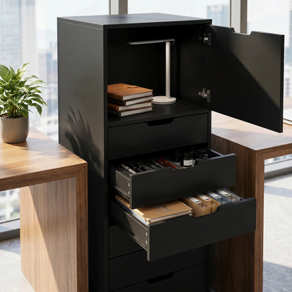Mobile File Cabinet With 5 Drawers, Black, Black Office Cabinets & Cupboards at Gallery Canada