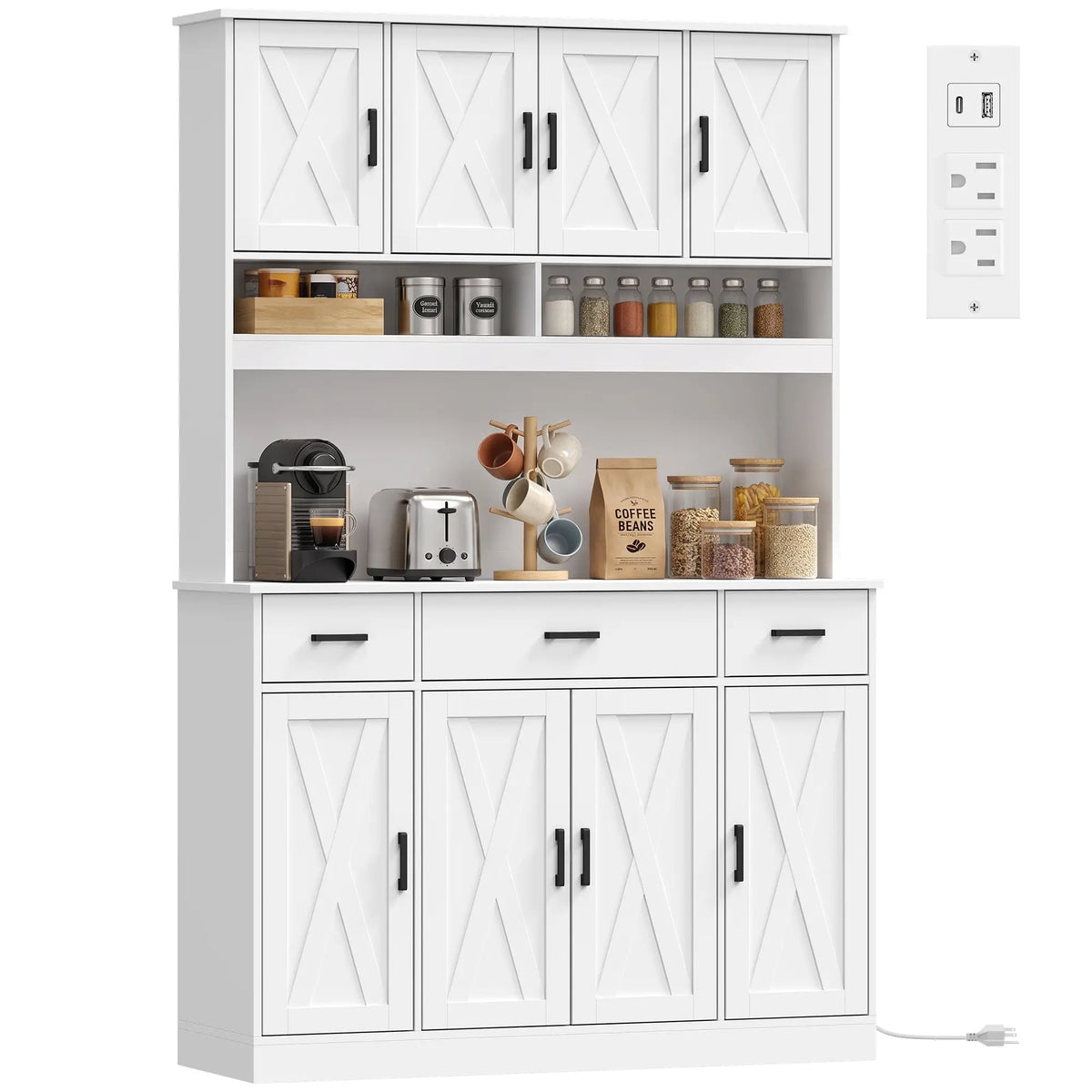 73 In Pantry Cabinet With Charging Station, White Kitchen Pantry Cabinets at Gallery Canada