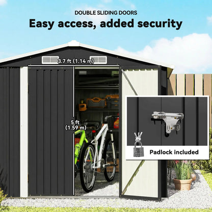 10' x 8' Metal Shed, Heavy Duty Outdoor Storage, Dark Grey Sheds at Gallery Canada