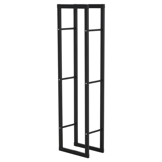 Outdoor Firewood Rack, Log Holder with Handles, 220 lbs. Capacity, 15.7" x 9.8" x 59.1", Black Firewood Racks Black at Gallery Canada
